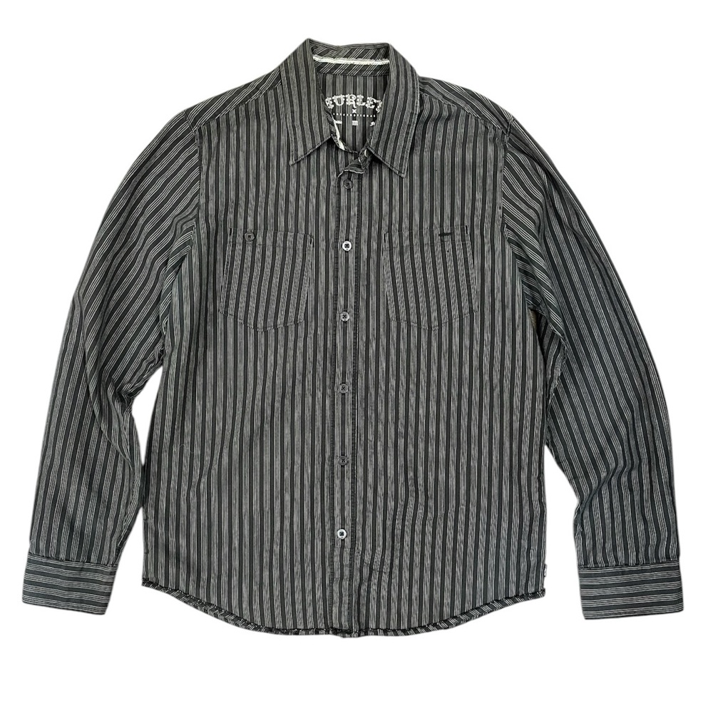 Harley Button Down Dress Long Sleeve Shirt Black Medium